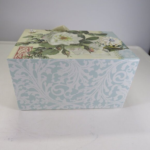 White Rose Gift Box w Magnetic Closure 8x5.5" with glitter, paper flower accents - Picture 10 of 10